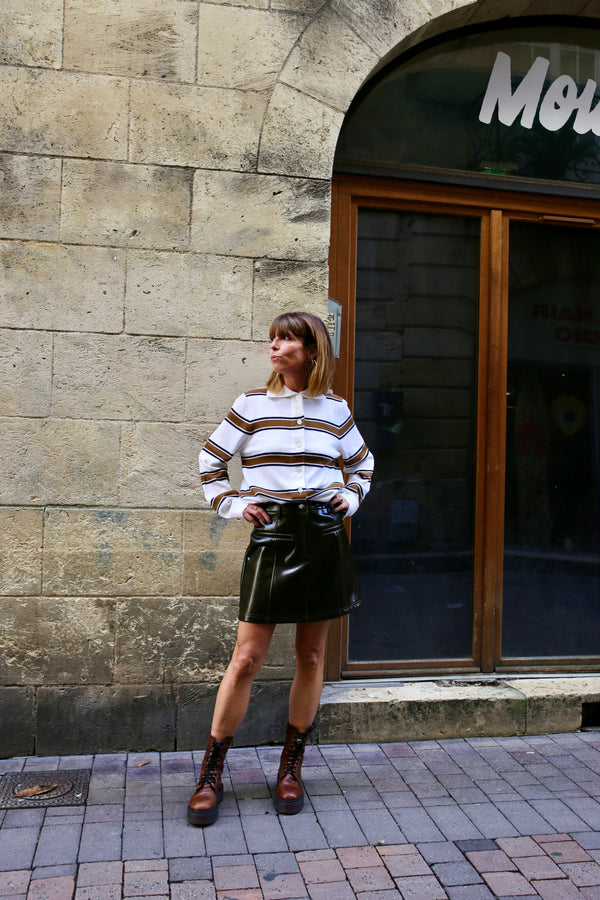 Jupe simili marron glacē