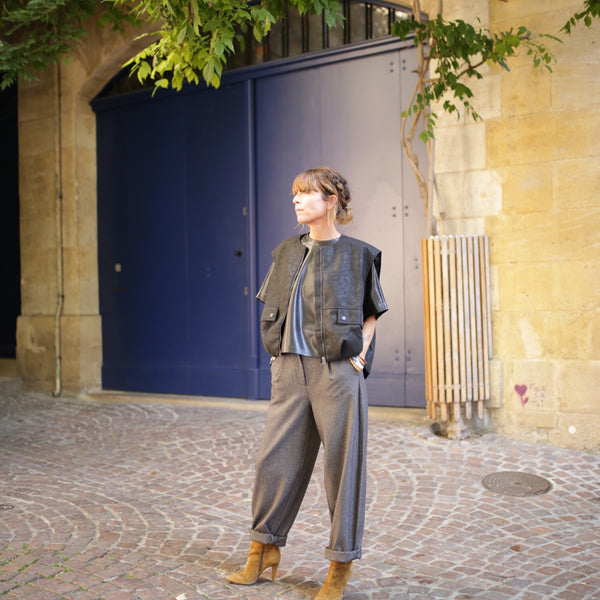 Pantalon gris Chine barrel