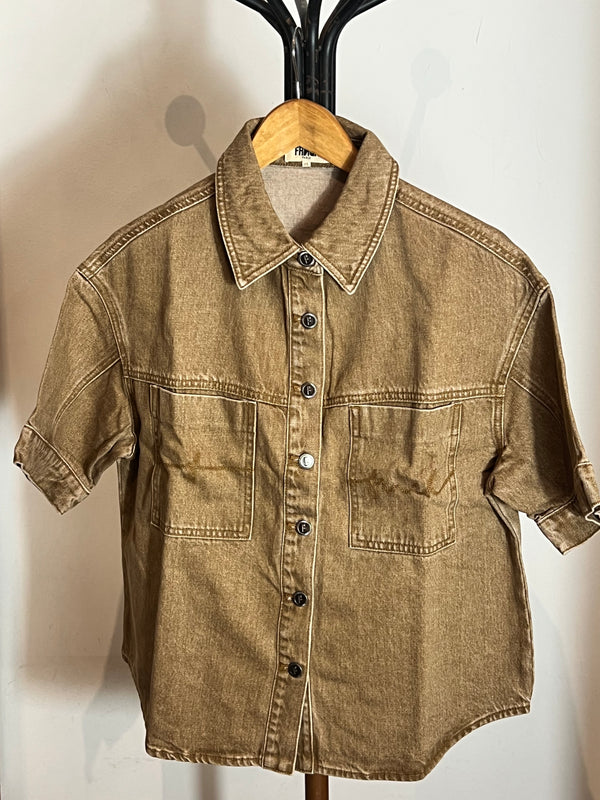 Sur chemise marron effet jeans