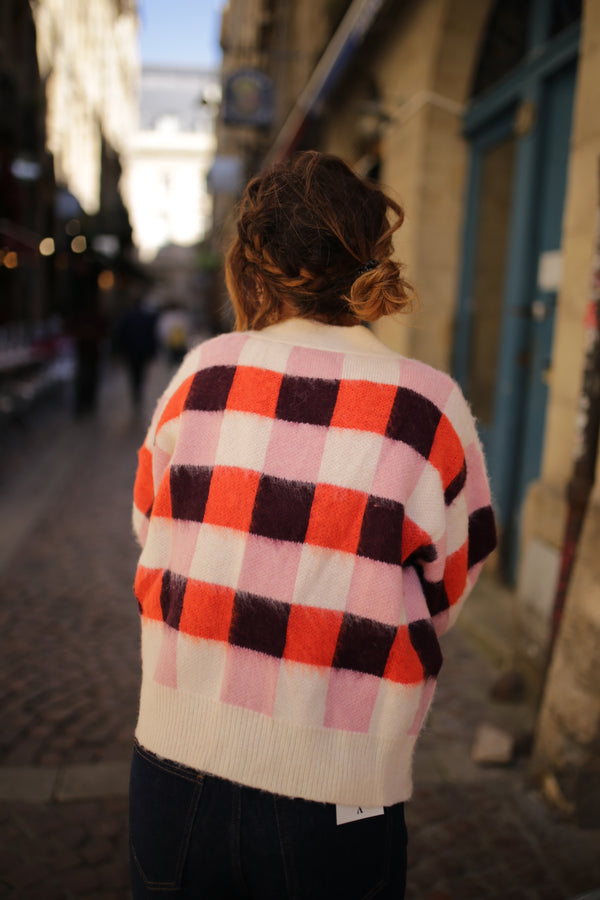 Cardigan carreaux