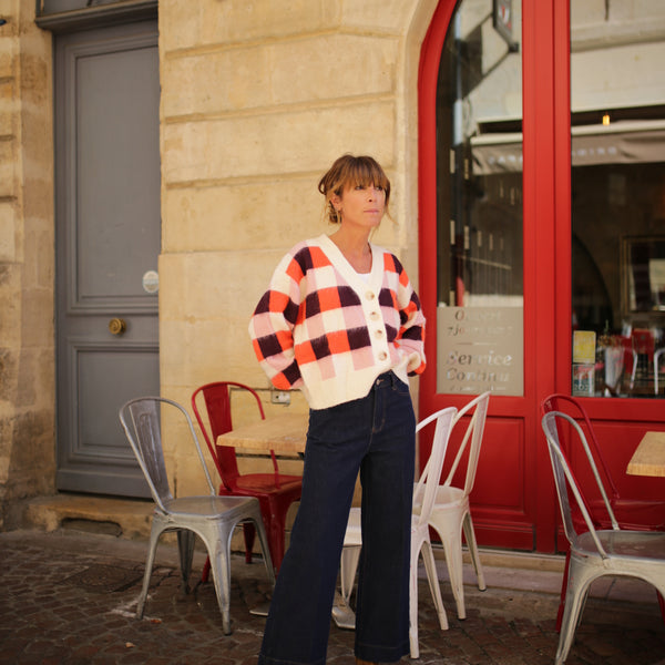 Cardigan carreaux