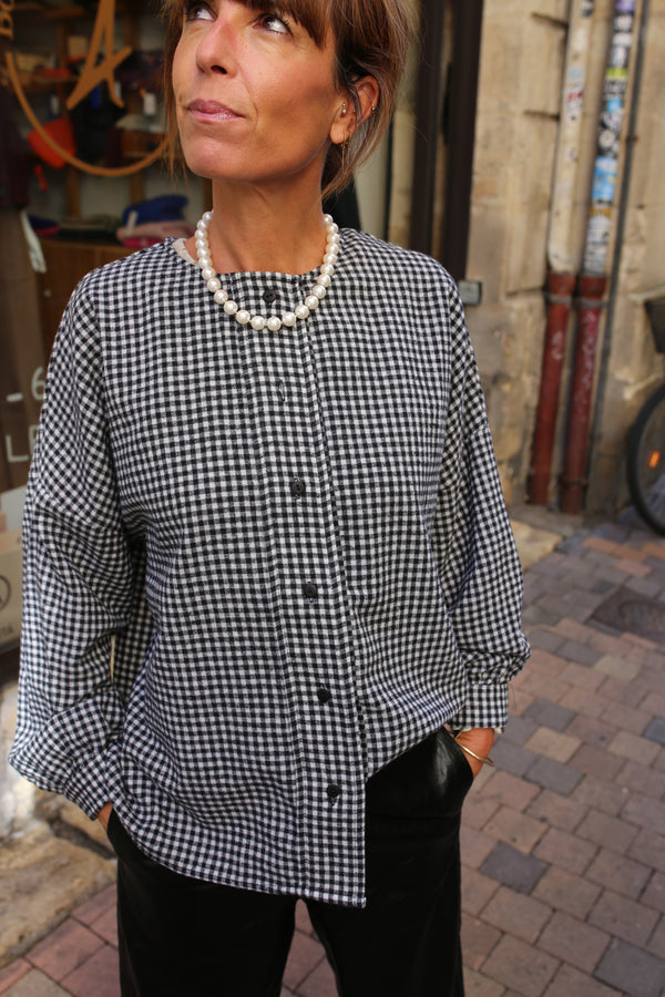 Chemise vichy col rond