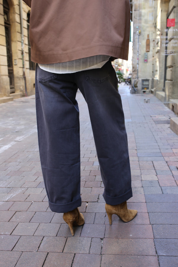 Jeans barrel gris carbone